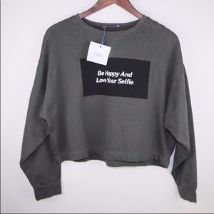 Zara Be happy and love your selfie sweatshirt grey